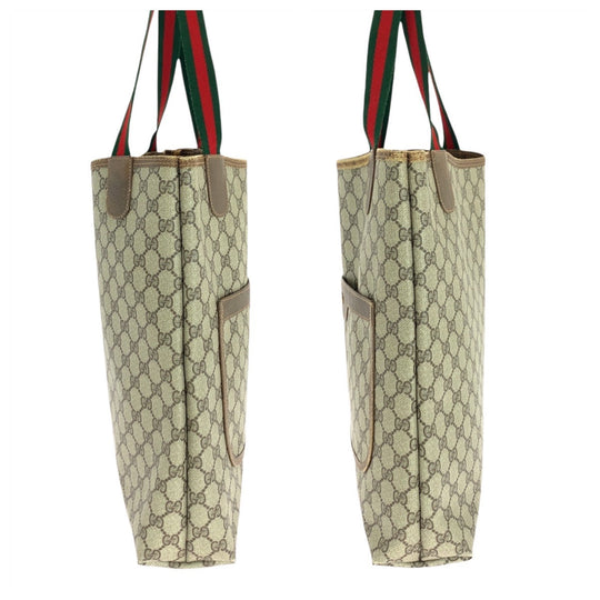 GUCCI Tote Bag 62503 GG Supreme canvas, leather Brown Metal Tote Bag Shoulder Bag Old Gucci Shelly Line Interlocking Women(Unisex) Used Authentic