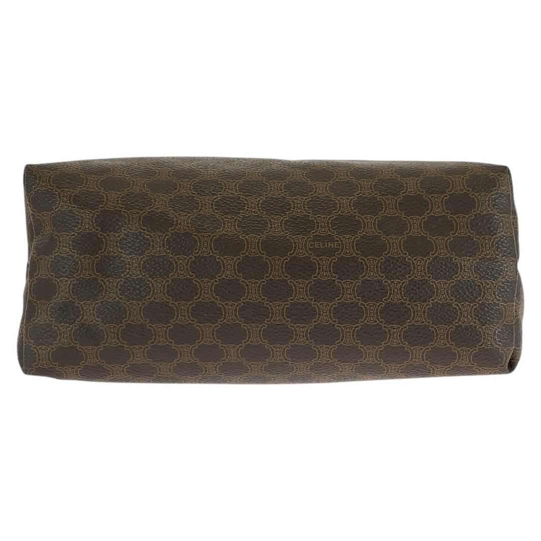 CELINE Pouch PVC, Leather Brown Gold Metal Pouch Macadam Women Used Authentic