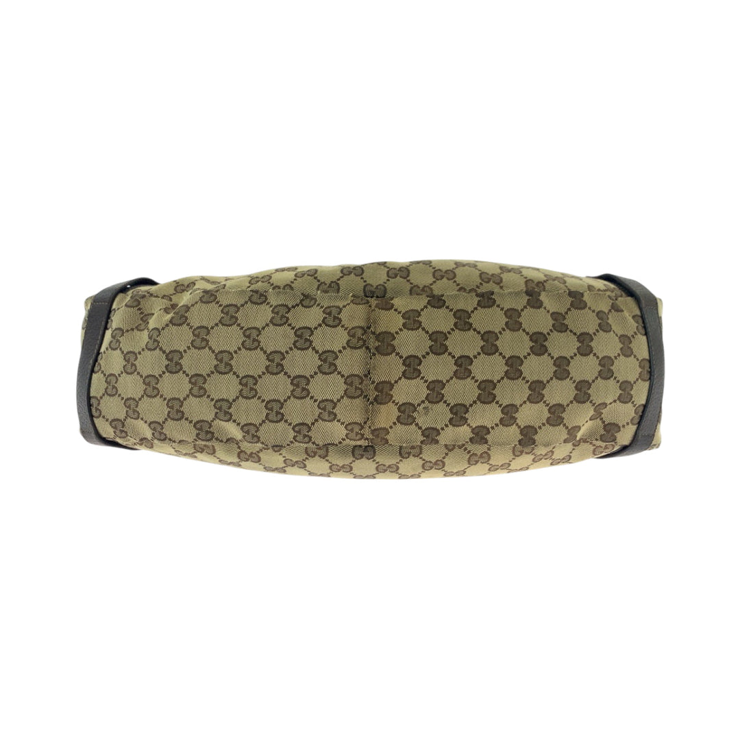 GUCCI Tote Bag 130736 GG canvas Brown Gold Metal Tote Bag Shoulder Bag Women Used Authentic