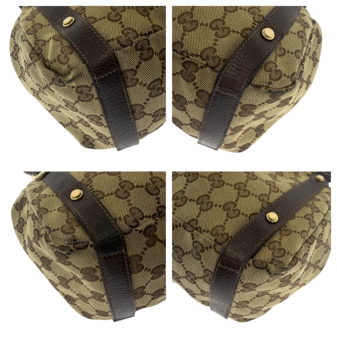 GUCCI Tote Bag 130736 GG canvas Brown Gold Metal Tote Bag Shoulder Bag Women Used Authentic
