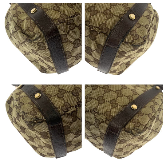 GUCCI Tote Bag 130736 GG canvas Brown Gold Metal Tote Bag Shoulder Bag Women Used Authentic