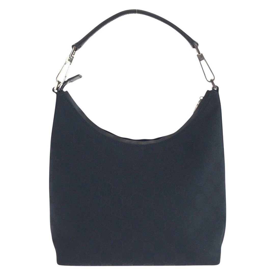 GUCCI Shoulder Bag 000 0602 GG canvas, leather Black black Hobo Shoulder Bag Women Used Authentic