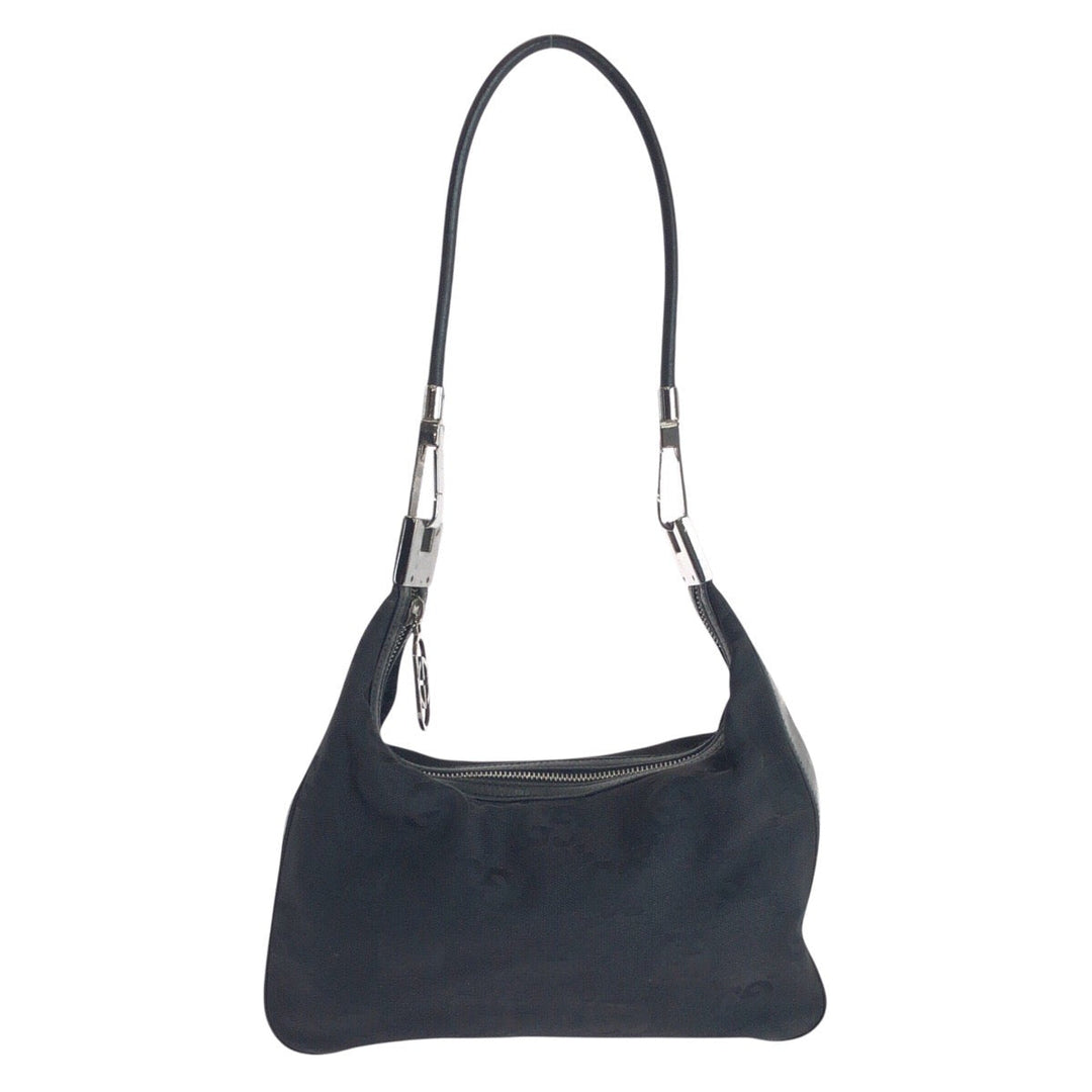 GUCCI Shoulder Bag 001 3821 Canvas, Leather Black SilverMetal Shoulder Bag Hobo Jumbo GG Women Used Authentic