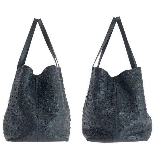 JIMMY CHOO Tote Bag leather Black SilverMetal Star emboss Sofia