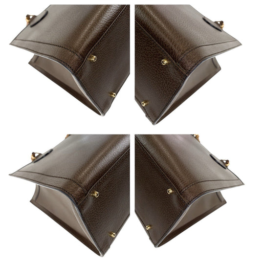 GUCCI Tote Bag 002 0260 leather Brown Gold Metal Old Gucci Bamboo Diana