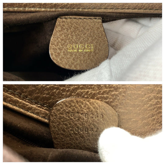 GUCCI Tote Bag 002 0260 leather Brown Gold Metal Old Gucci Bamboo Diana