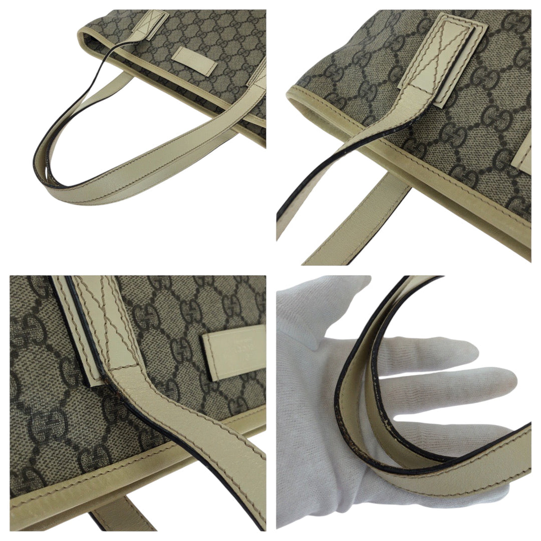 GUCCI Tote Bag 211138 GG Supreme Canvas Beige Ivory SilverMetal Tote Bag Shoulder Bag Women Used Authentic