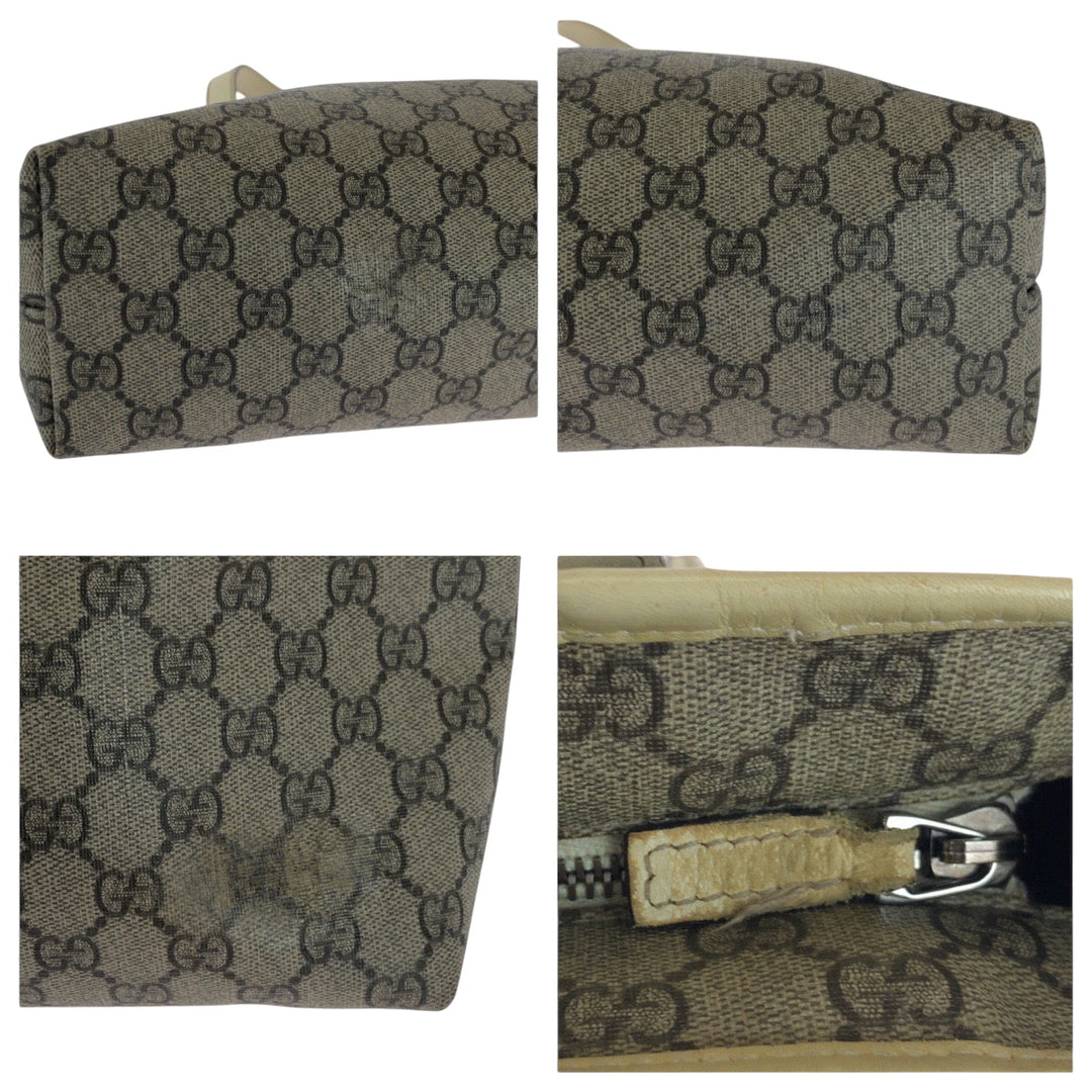GUCCI Tote Bag 211138 GG Supreme Canvas Beige Ivory SilverMetal Tote Bag Shoulder Bag Women Used Authentic