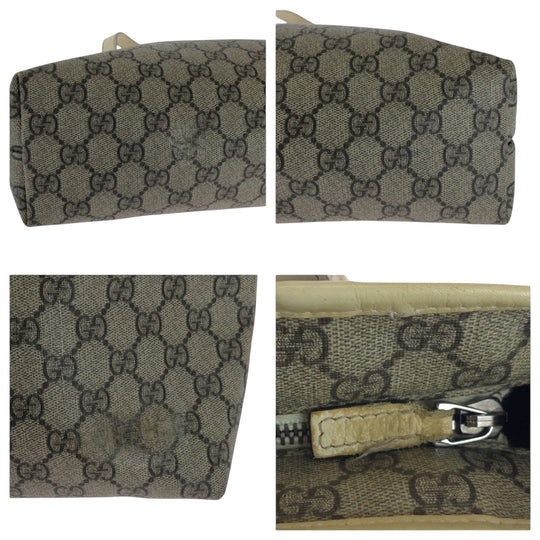 GUCCI Tote Bag 211138 GG Supreme Canvas Beige Ivory SilverMetal Tote Bag Shoulder Bag Women Used Authentic