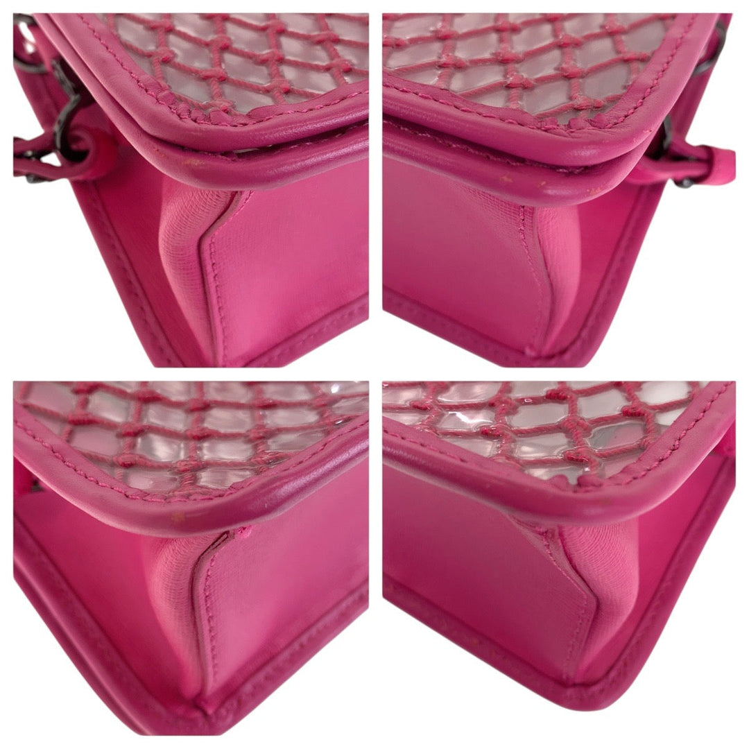 OFF-WHITE Shoulder Bag Plastics, Leather Pink Black Metal Shoulder Bag Handbag 2WAY Women Used Authentic
