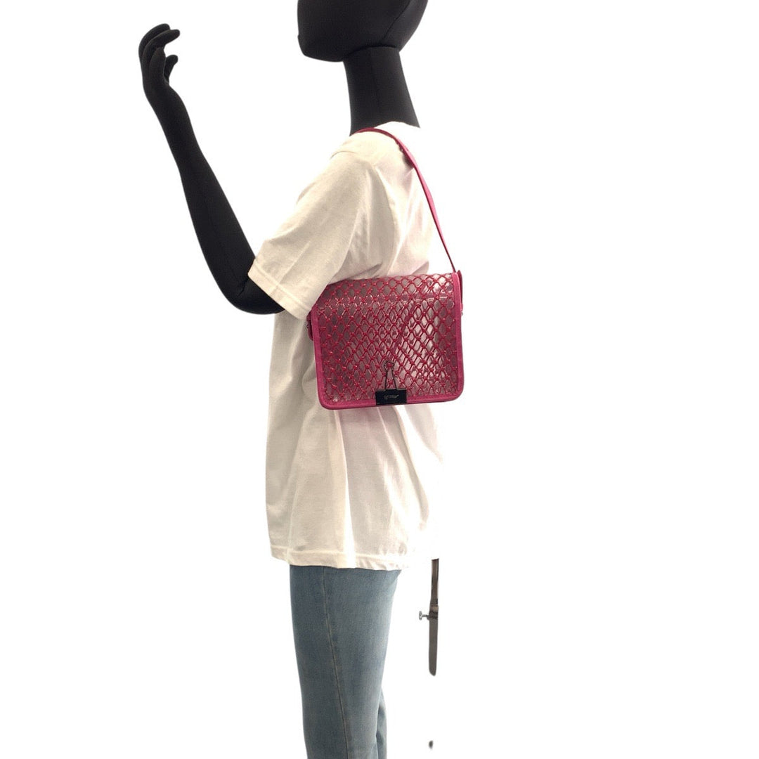 OFF-WHITE Shoulder Bag Plastics, Leather Pink Black Metal Shoulder Bag Handbag 2WAY Women Used Authentic