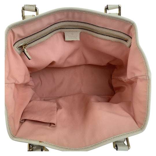 GUCCI Tote Bag 137396 GG canvas, leather Pink Ivory Gold Metal Tote Bag Shoulder Bag Sherry line Women Used Authentic
