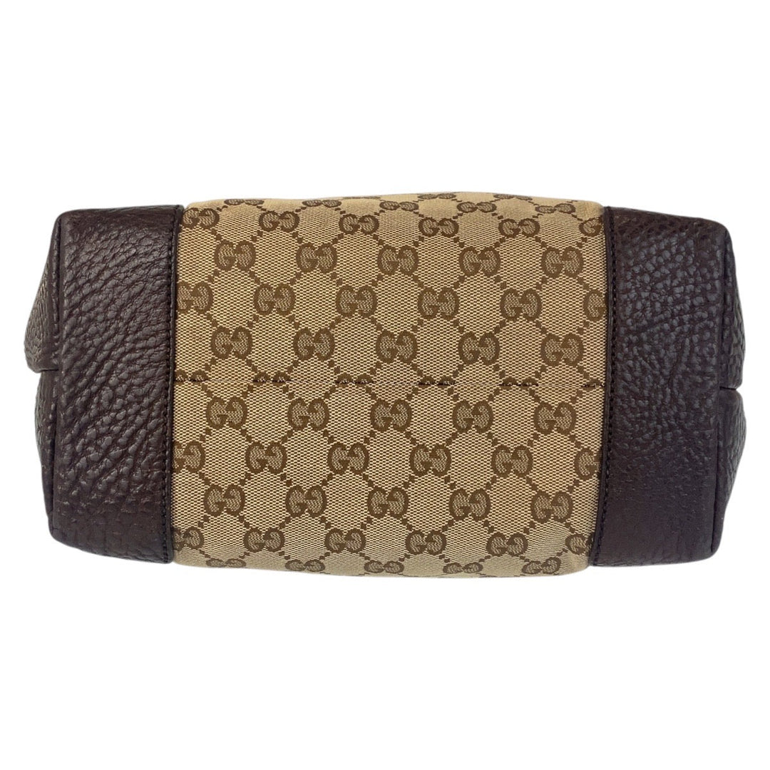 GUCCI Tote Bag 247237 GG canvas, leather Beige Brown Gold Metal Tote Bag Shoulder Bag Women Used Authentic