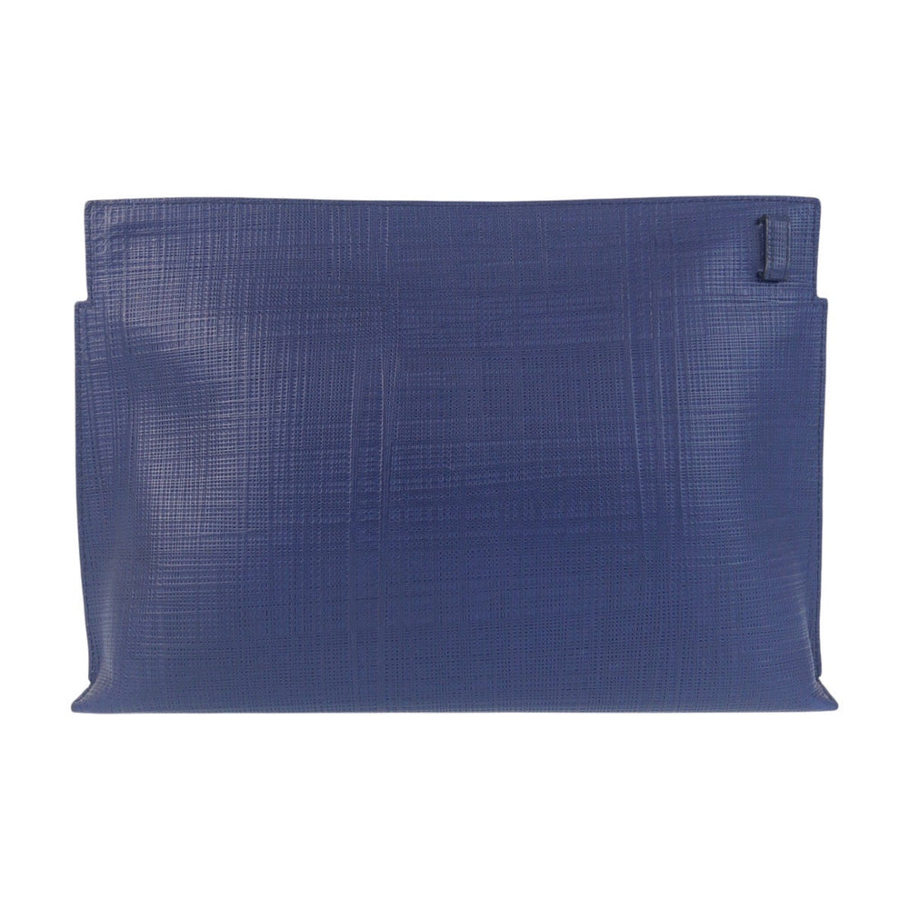 LOEWE Clutch bag leather Navy SilverMetal Clutch bag business bag anagram T pouch mens Used Authentic