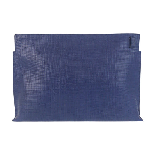 LOEWE Clutch bag leather Navy SilverMetal Clutch bag business bag anagram T pouch mens Used Authentic