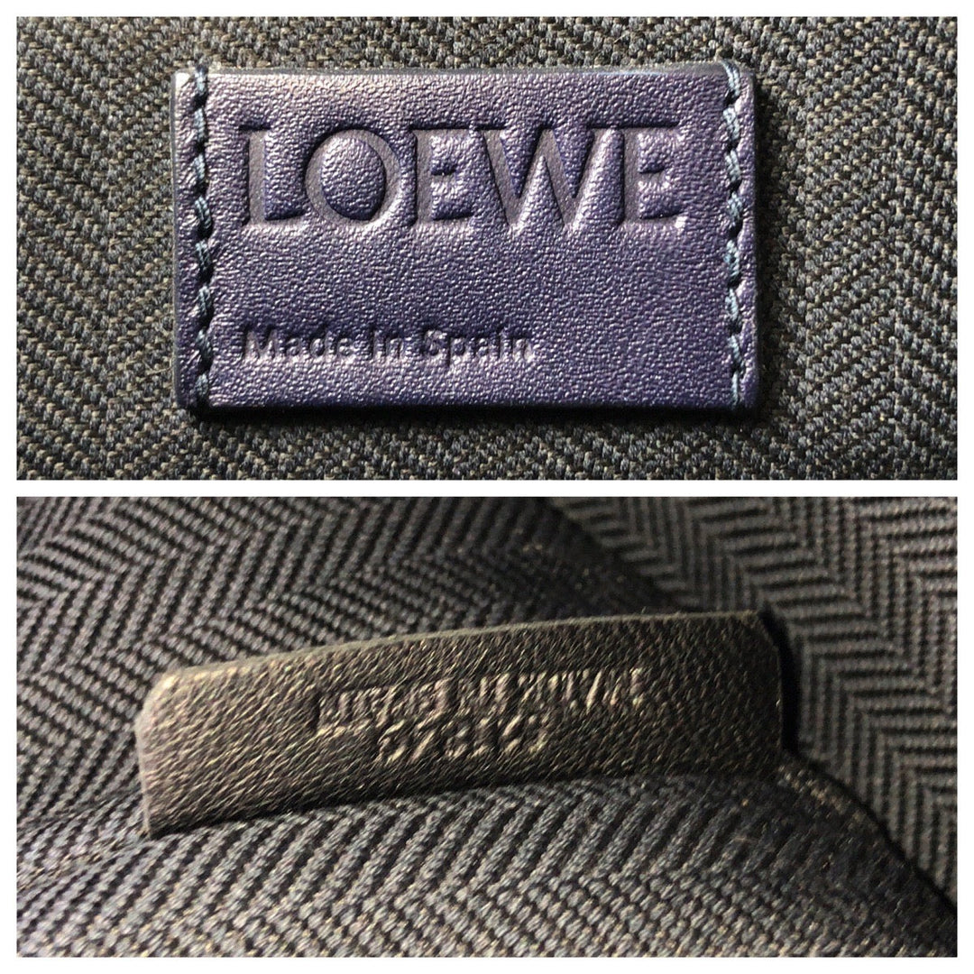 LOEWE Clutch bag leather Navy SilverMetal Clutch bag business bag anagram T pouch mens Used Authentic