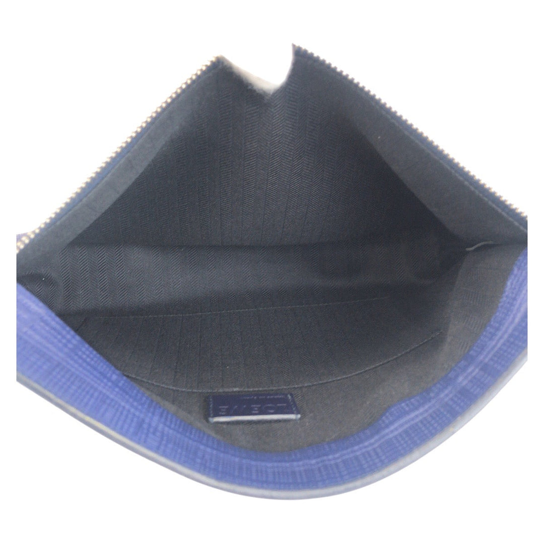 LOEWE Clutch bag leather Navy SilverMetal Clutch bag business bag anagram T pouch mens Used Authentic