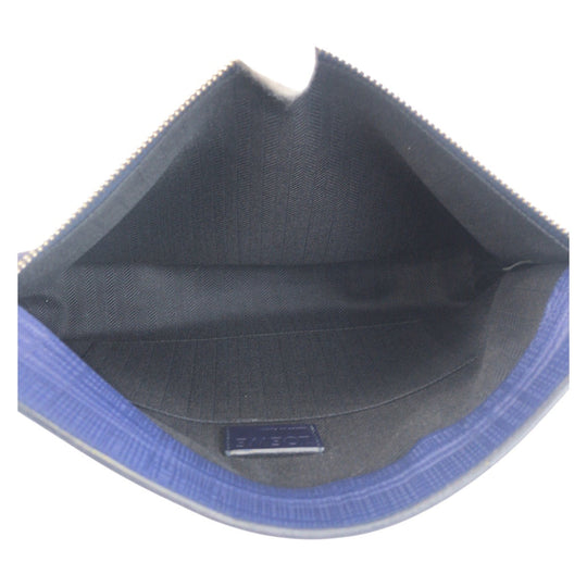 LOEWE Clutch bag leather Navy SilverMetal Clutch bag business bag anagram T pouch mens Used Authentic