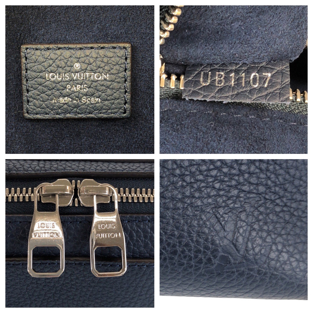 LOUIS VUITTON Business bag M41351 leather Navy SilverMetal Business bag briefcase Taurillon Clemence Victor mens Used Authentic
