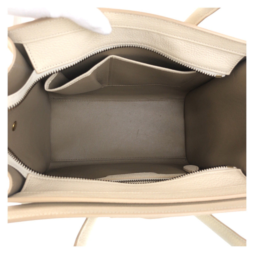 CELINE Handbag F-CU-1146 leather Ivory Gold Metal Luggage micro