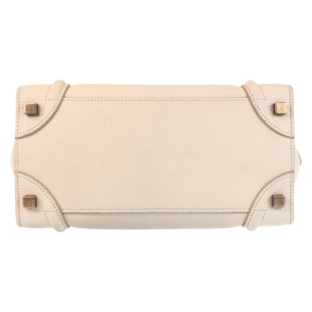 CELINE Handbag F-CU-1146 leather Ivory Gold Metal Luggage micro
