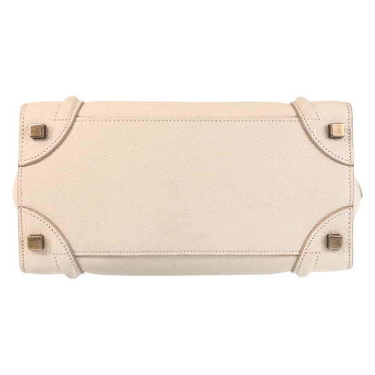 CELINE Handbag F-CU-1146 leather Ivory Gold Metal Luggage micro