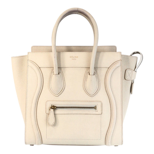 CELINE Handbag F-CU-1146 leather Ivory Gold Metal Luggage micro