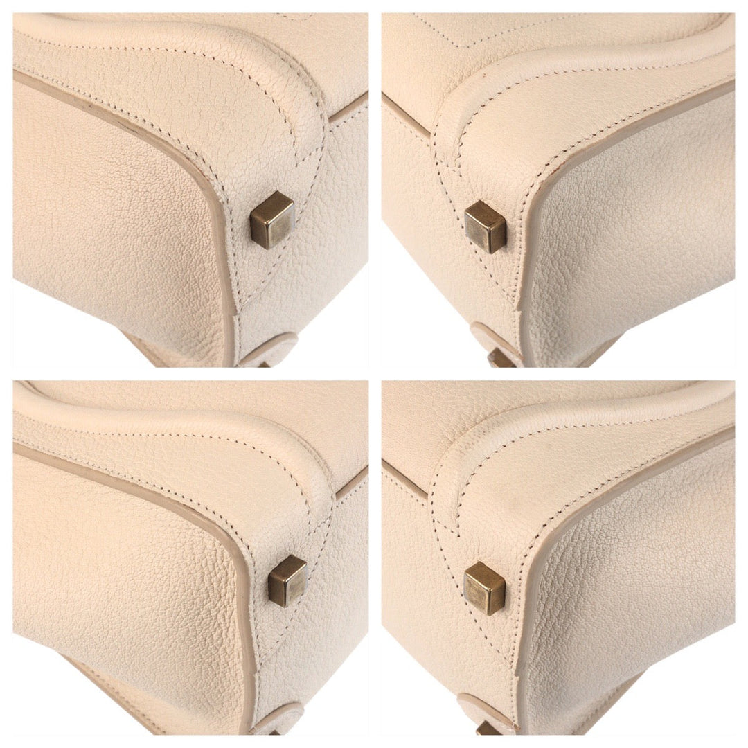CELINE Handbag F-CU-1146 leather Ivory Gold Metal Luggage micro