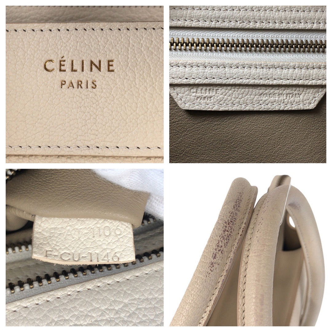CELINE Handbag F-CU-1146 leather Ivory Gold Metal Luggage micro