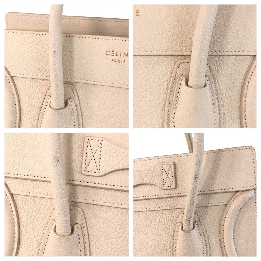 CELINE Handbag F-CU-1146 leather Ivory Gold Metal Luggage micro