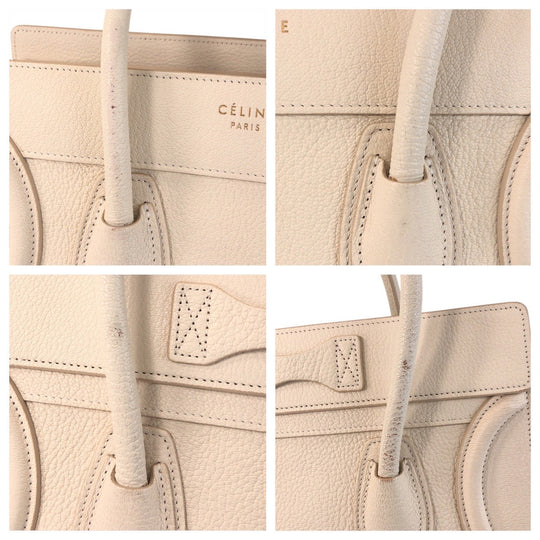 CELINE Handbag F-CU-1146 leather Ivory Gold Metal Luggage micro
