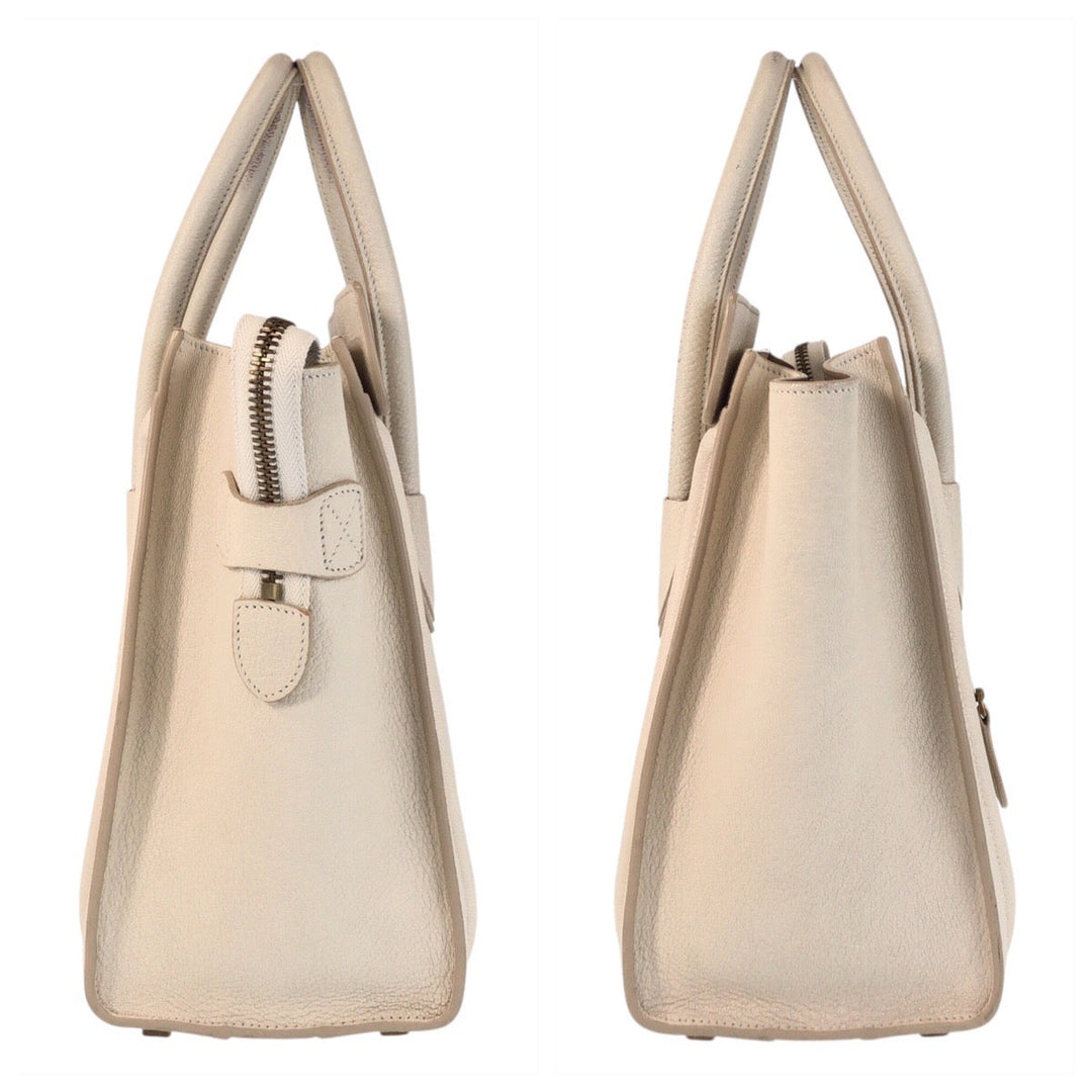 CELINE Handbag F-CU-1146 leather Ivory Gold Metal Luggage micro