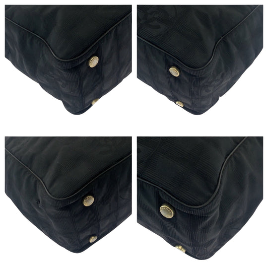 CHANEL Tote Bag Nylon Black GoldMetal Tote Bag handbag New Travel Line PM COCO Mark Women Used Authentic
