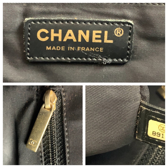 CHANEL Tote Bag Nylon Black GoldMetal Tote Bag handbag New Travel Line PM COCO Mark Women Used Authentic
