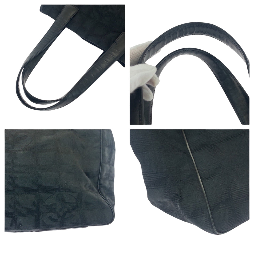 CHANEL Tote Bag Nylon Black GoldMetal Tote Bag handbag New Travel Line PM COCO Mark Women Used Authentic