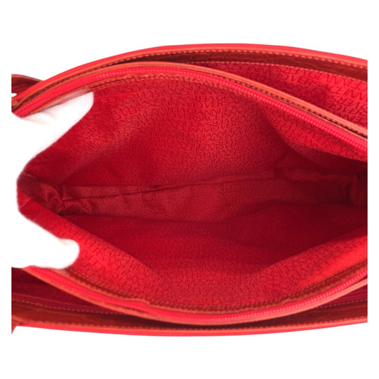 Gianni Versace Tote Bag Nylon, Leather Red Silver Metal Tote Bag Shoulder Bag Women Used Authentic