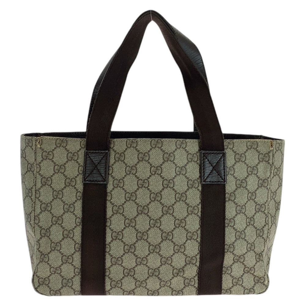 GUCCI Tote Bag 141976 GG Supreme Canvas Brown Silver Metal