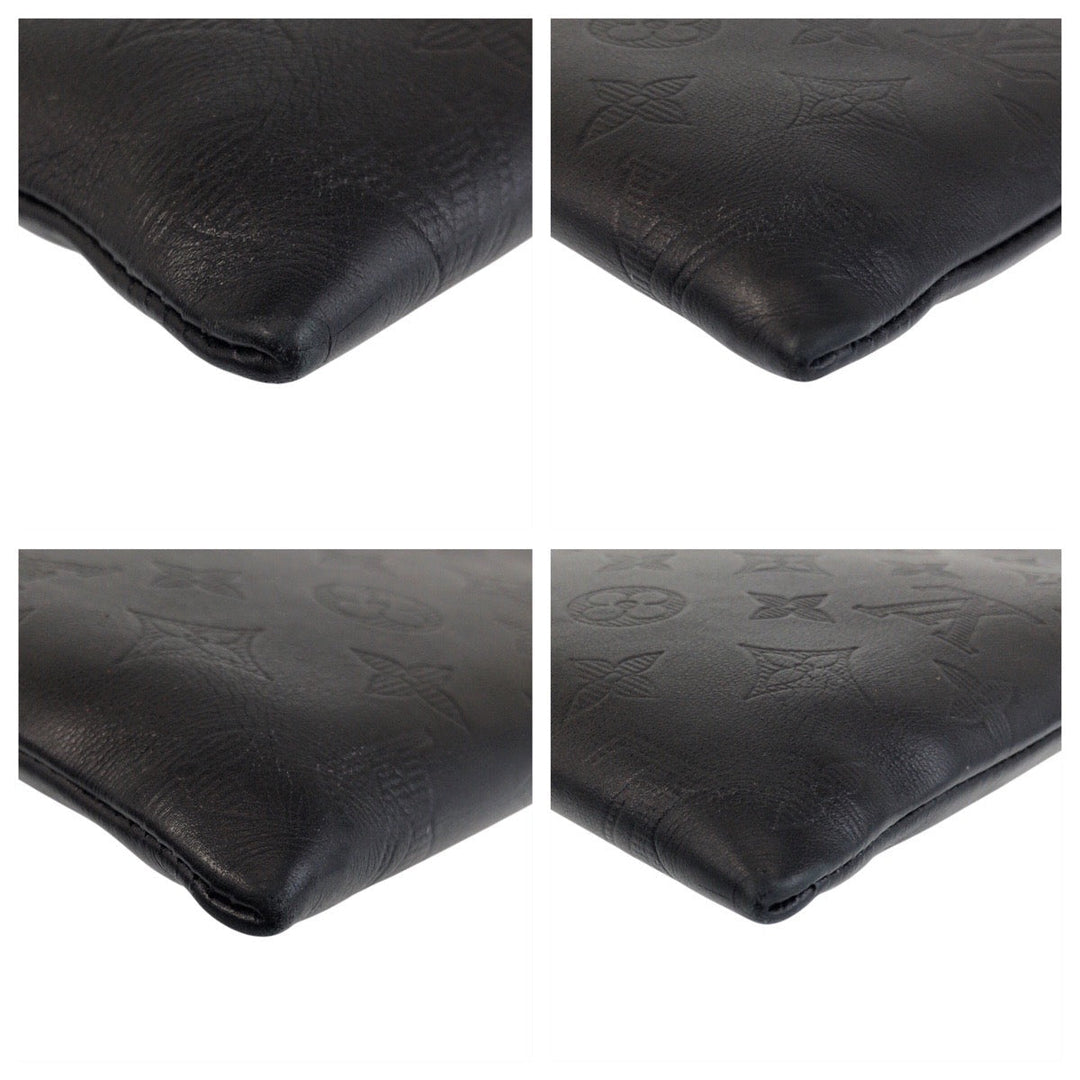 LOUIS VUITTON Clutch bag M81570 leather Noir black black Monogram shadow pochette to go mens Used Authentic
