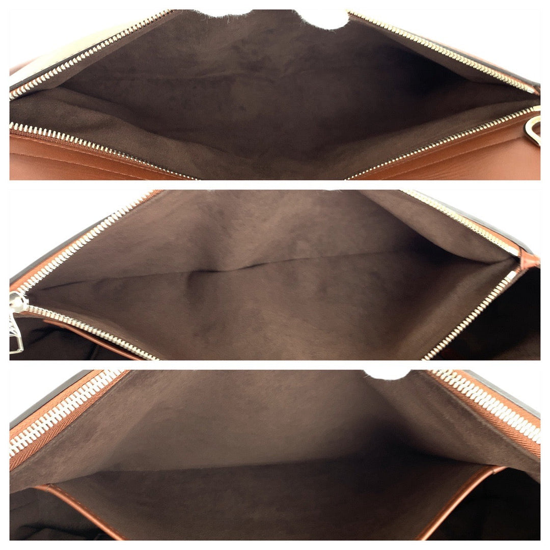 LOUIS VUITTON Business bag M50451 leather Brown Silver Metal Business Bag Shoulder Bag 2way Monogram Cuir Cultable mens Used Authentic