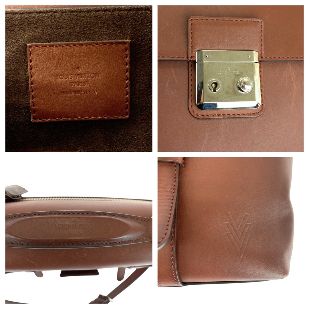 LOUIS VUITTON Business bag M50451 leather Brown Silver Metal Business Bag Shoulder Bag 2way Monogram Cuir Cultable mens Used Authentic