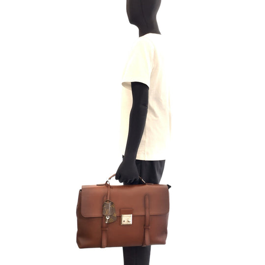LOUIS VUITTON Business bag M50451 leather Brown Silver Metal Business Bag Shoulder Bag 2way Monogram Cuir Cultable mens Used Authentic