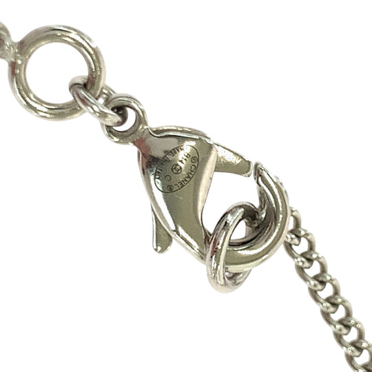 CHANEL Necklace plating Silver white Necklace COCO Mark Fake Pearl Women Used Authentic