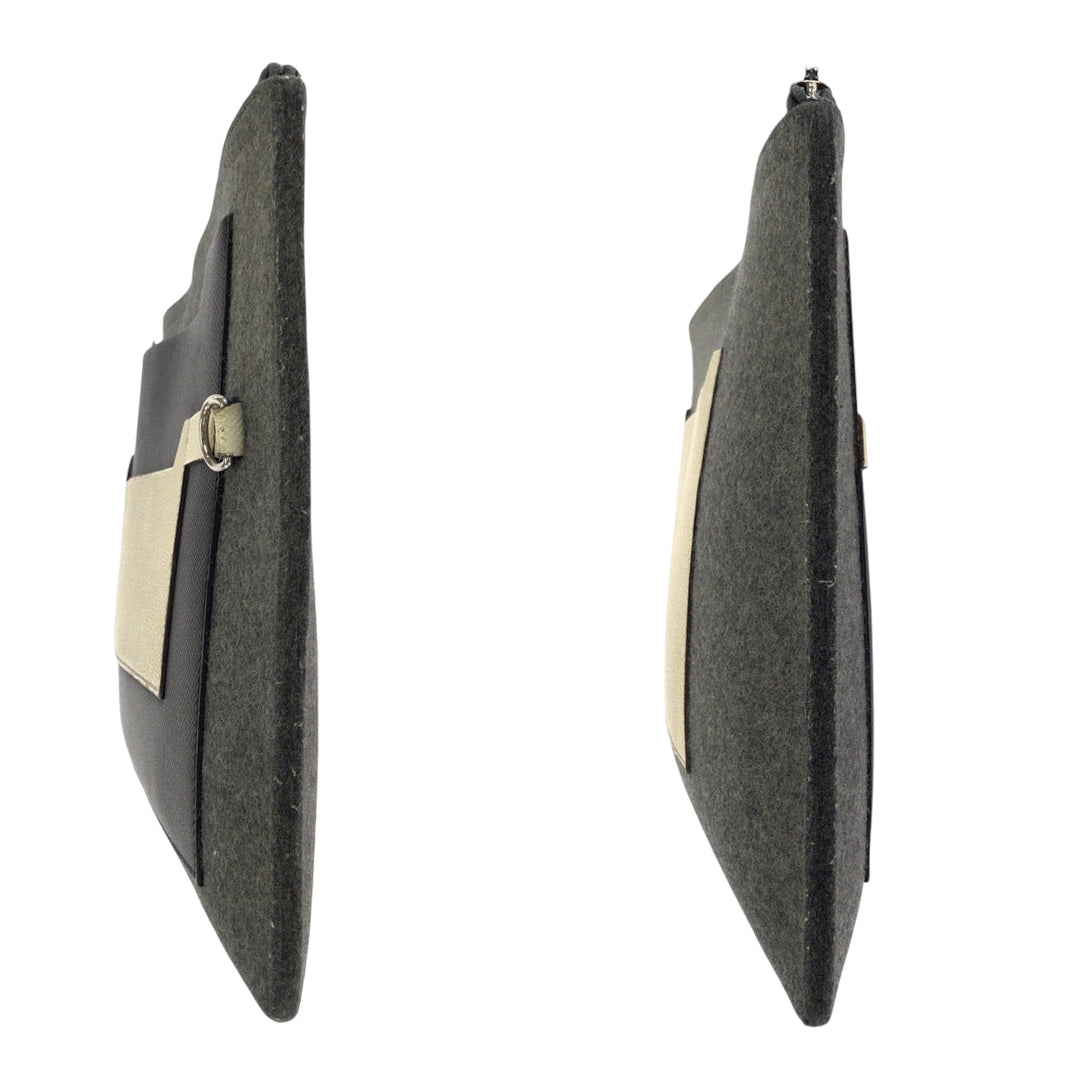 HERMES Clutch bag Felt, Epsom Grey Black Ivory SilverMetal Clutch bag business bag Toudou 37 mens Used Authentic