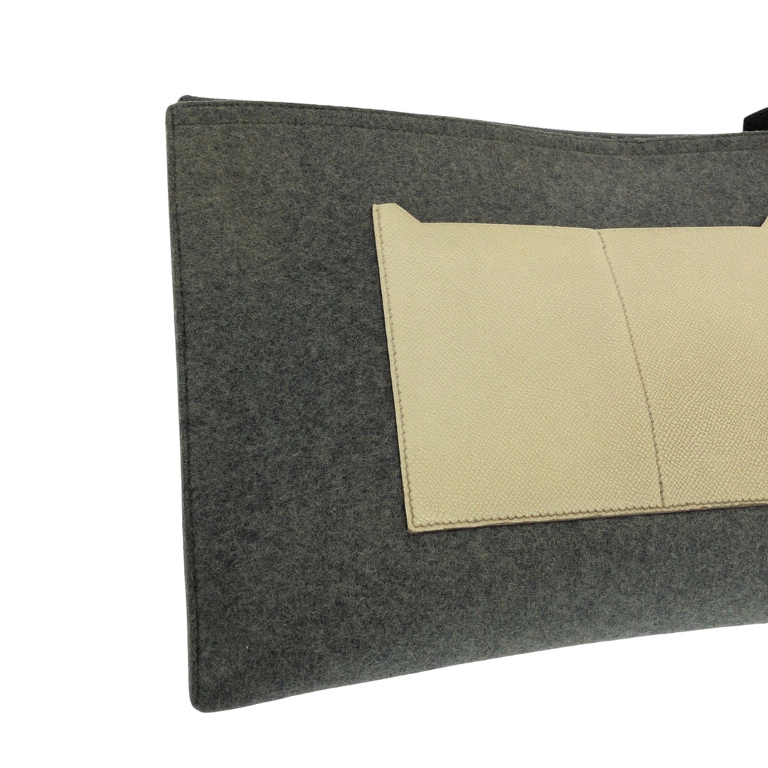 HERMES Clutch bag Felt, Epsom Grey Black Ivory SilverMetal Clutch bag business bag Toudou 37 mens Used Authentic