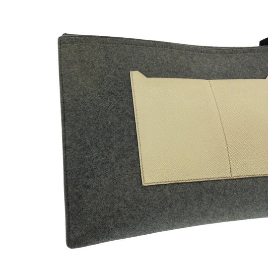 HERMES Clutch bag Felt, Epsom Grey Black Ivory SilverMetal Clutch bag business bag Toudou 37 mens Used Authentic