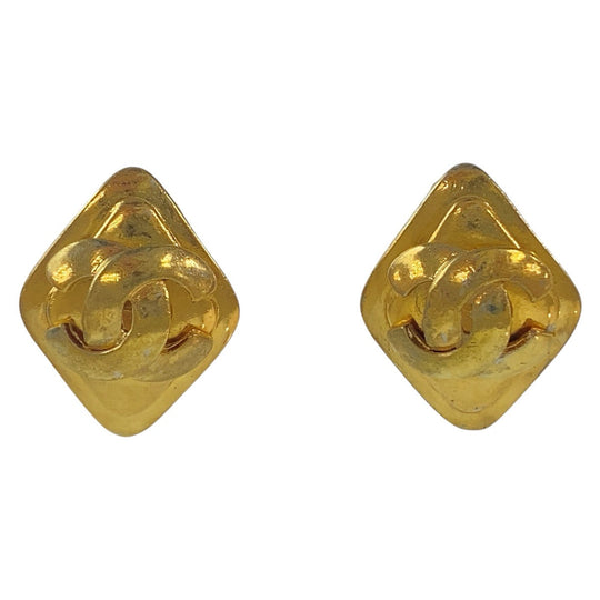 CHANEL Earring plating Gold gold COCO Mark Women Used Authentic
