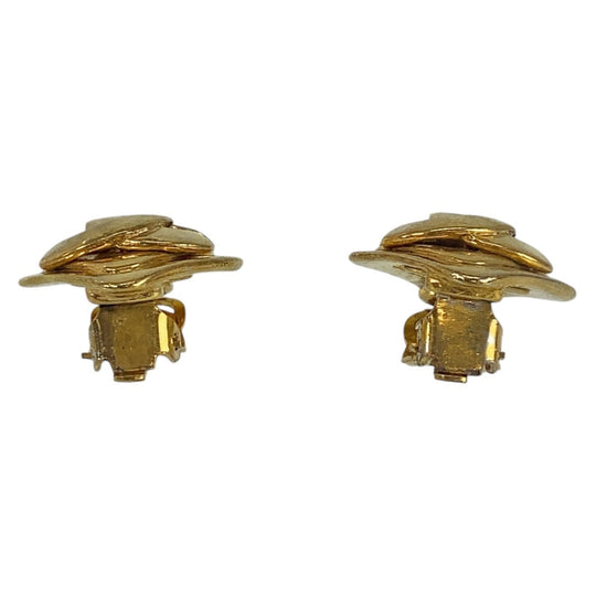 CHANEL Earring plating Gold gold COCO Mark Women Used Authentic
