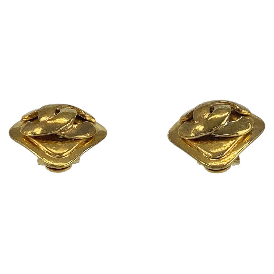 CHANEL Earring plating Gold gold COCO Mark Women Used Authentic