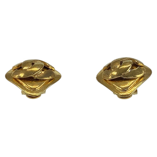 CHANEL Earring plating Gold gold COCO Mark Women Used Authentic
