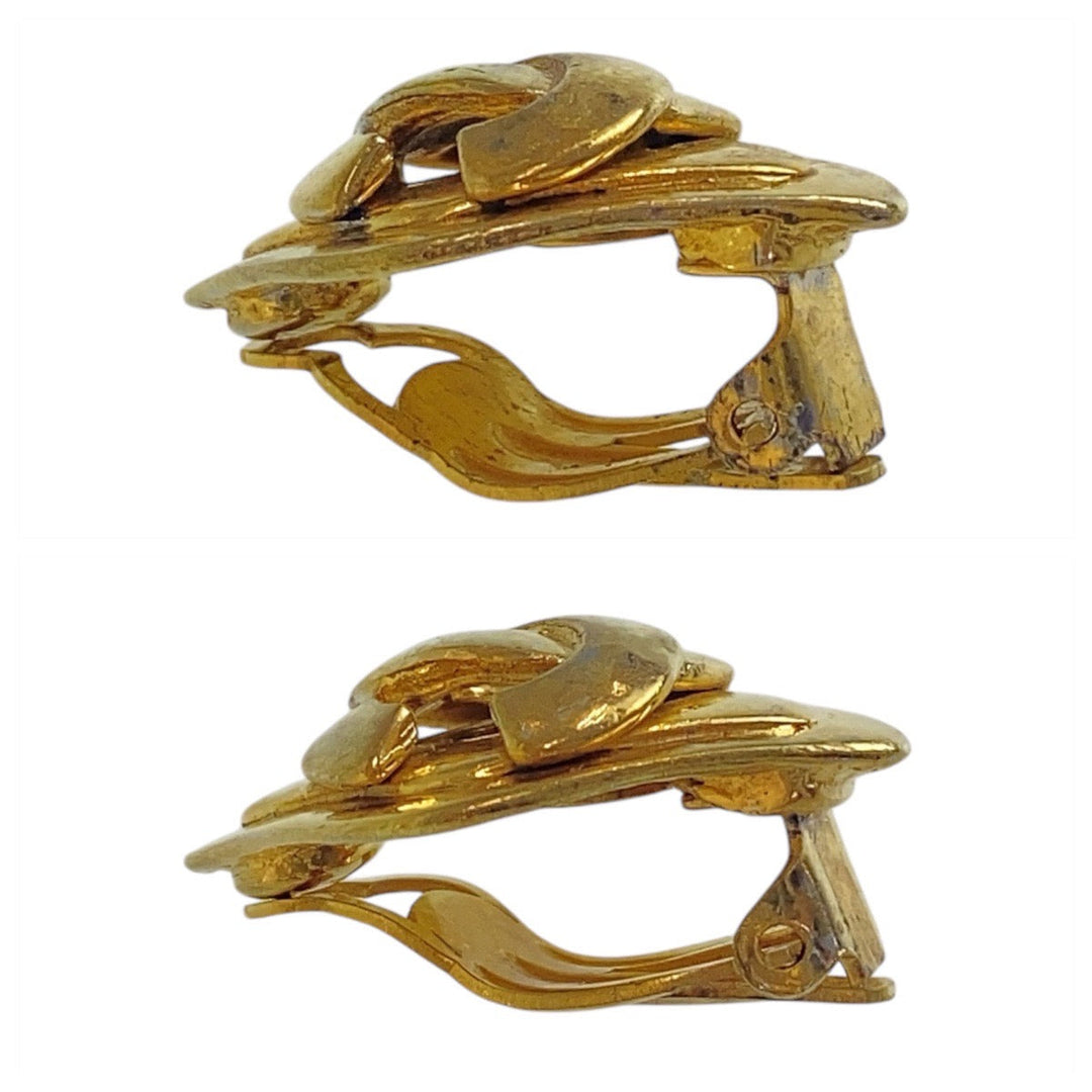 CHANEL Earring plating Gold gold COCO Mark Women Used Authentic